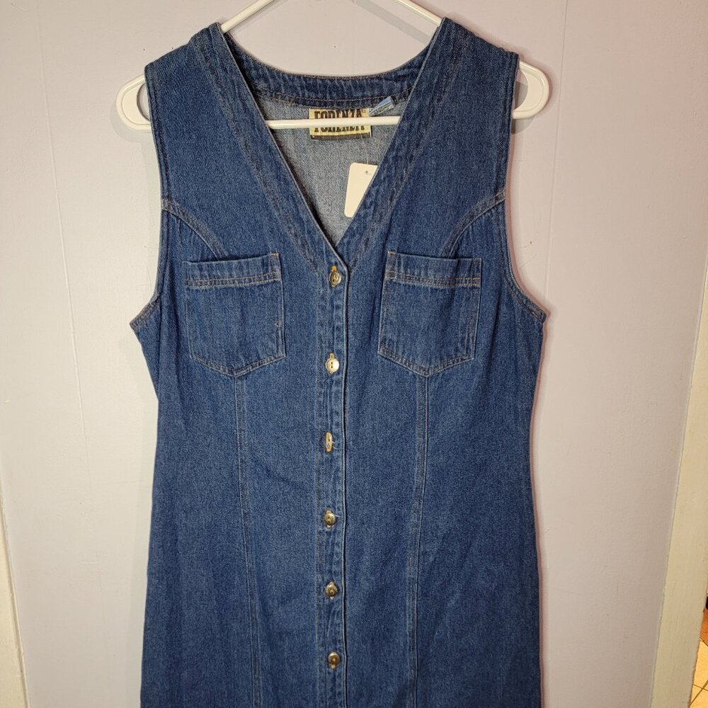 Forenza Sleeveless Dark Denim Button Up Dress *FLAW